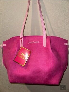 SOLD-Juicy Couture Hot Pink Tote W/ Light Pink Handles.